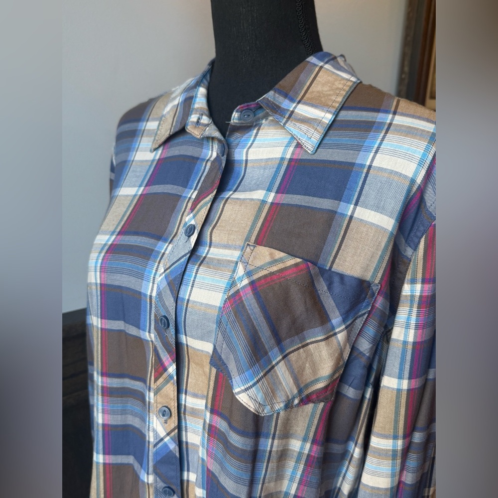 Bit & Bridle Multicolor Plaid Button Down Shirt EUC Large - Picture 3 of 9